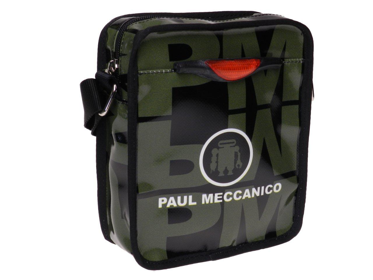 SHOULDER BAG BLACK AND DARK GREEN COLOURS. STRATOS MODEL MADE OF LORRY TARPAULIN. - Limited Edition Paul Meccanico