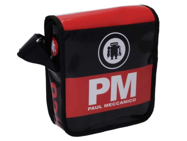 SHOULDER BAG BLACK AND RED COLOURS. MIPOK MODEL MADE OF LORRY TARPAULIN. - Unique Pieces Paul Meccanico