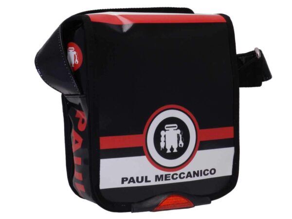 SHOULDER BAG BLACK AND RED COLOURS. MIPOK MODEL MADE OF LORRY TARPAULIN. - Unique Pieces Paul Meccanico