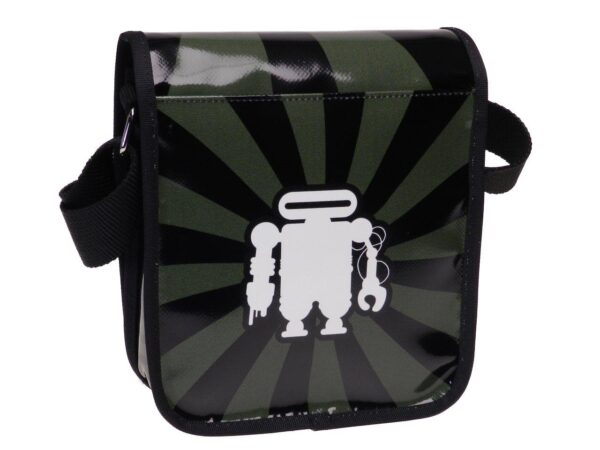 SHOULDER BAG DARK GREEN AND BLACK COLOURS. MIPOK MODEL MADE OF LORRY TARPAULIN. - Unique Pieces Paul Meccanico