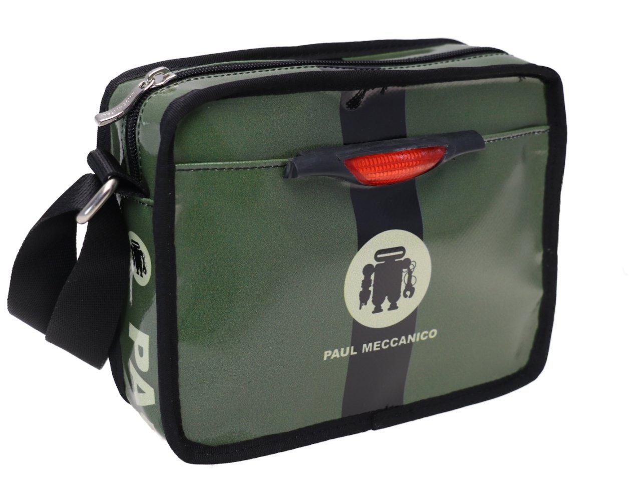 SHOULDER BAG DARK GREEN COLOUR. FRIK MODEL MADE OF LORRY TARPAULIN. - Limited Edition Paul Meccanico