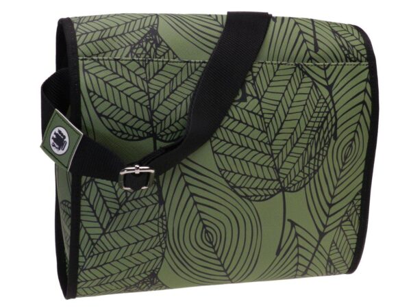 SHOULDER BAG DARK GREEN COLOUR WITH LEAVES FANTASY. MODEL BREAK MADE OF SOFT CRUELTY FREE LEATHER. - Unique Pieces Paul Meccanico
