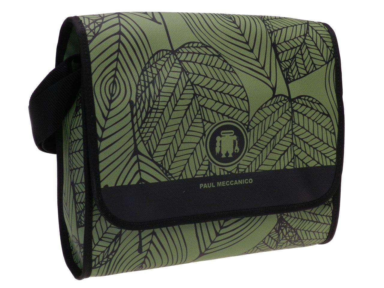 SHOULDER BAG DARK GREEN COLOUR WITH LEAVES FANTASY. MODEL BREAK MADE OF SOFT CRUELTY FREE LEATHER. - Unique Pieces Paul Meccanico