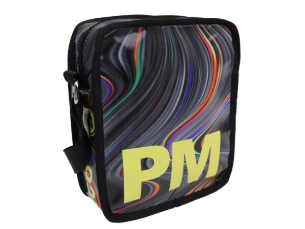 SHOULDER BAG GREY COLOUR WITH MULTICOLOR SHADED EFFECT. STRATOS MODEL MADE OF LORRY TARPAULIN. - Limited Edition Paul Meccanico