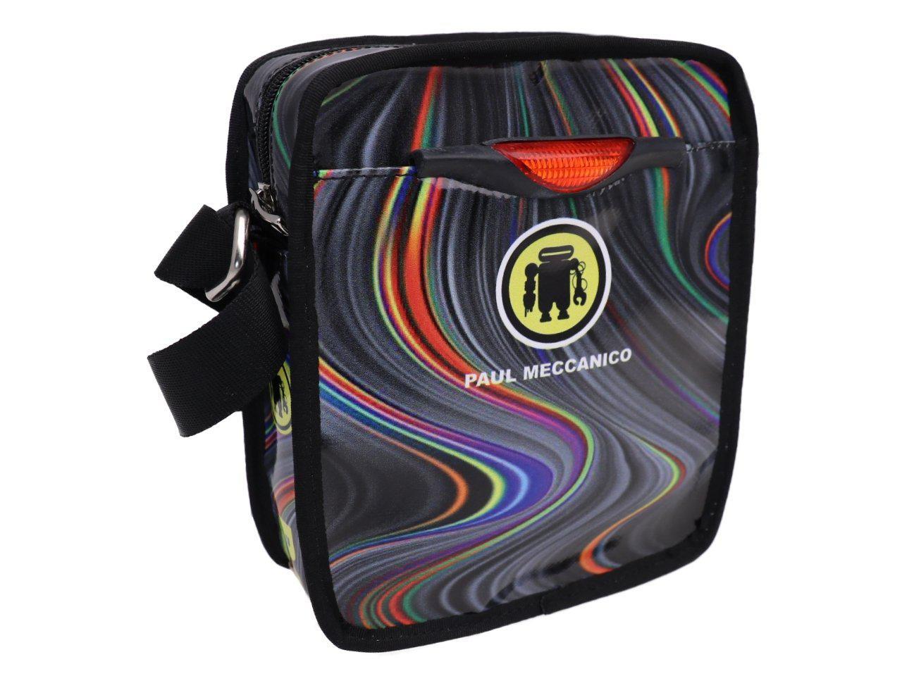 SHOULDER BAG GREY COLOUR WITH MULTICOLOR SHADED EFFECT. STRATOS MODEL MADE OF LORRY TARPAULIN. - Limited Edition Paul Meccanico