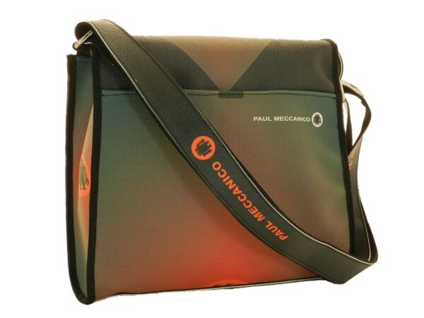 SHOULDER BAG PAUL MECCANICO MADE OF ECOLOGICAL LEATHER. BREAK MODEL KHAKI AND ORANGE COLOURS WITH SHADED EFFECT. - Unique Pieces Paul Meccanico