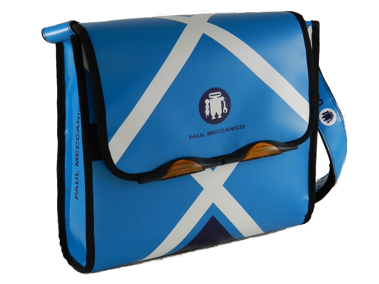SHOULDER BAG PAUL MECCANICO. MODEL BREAK COLOURS ROYAL AND LIGHT BLUE GEOMETRIC FANTASY. - Unique Pieces Paul Meccanico