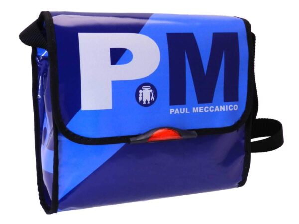 SHOULDER BAG ROYAL AND LIGHT BLUE COLOURS. BREAK MODEL MADE OF LORRY TARPAULIN. - Unique Pieces Paul Meccanico