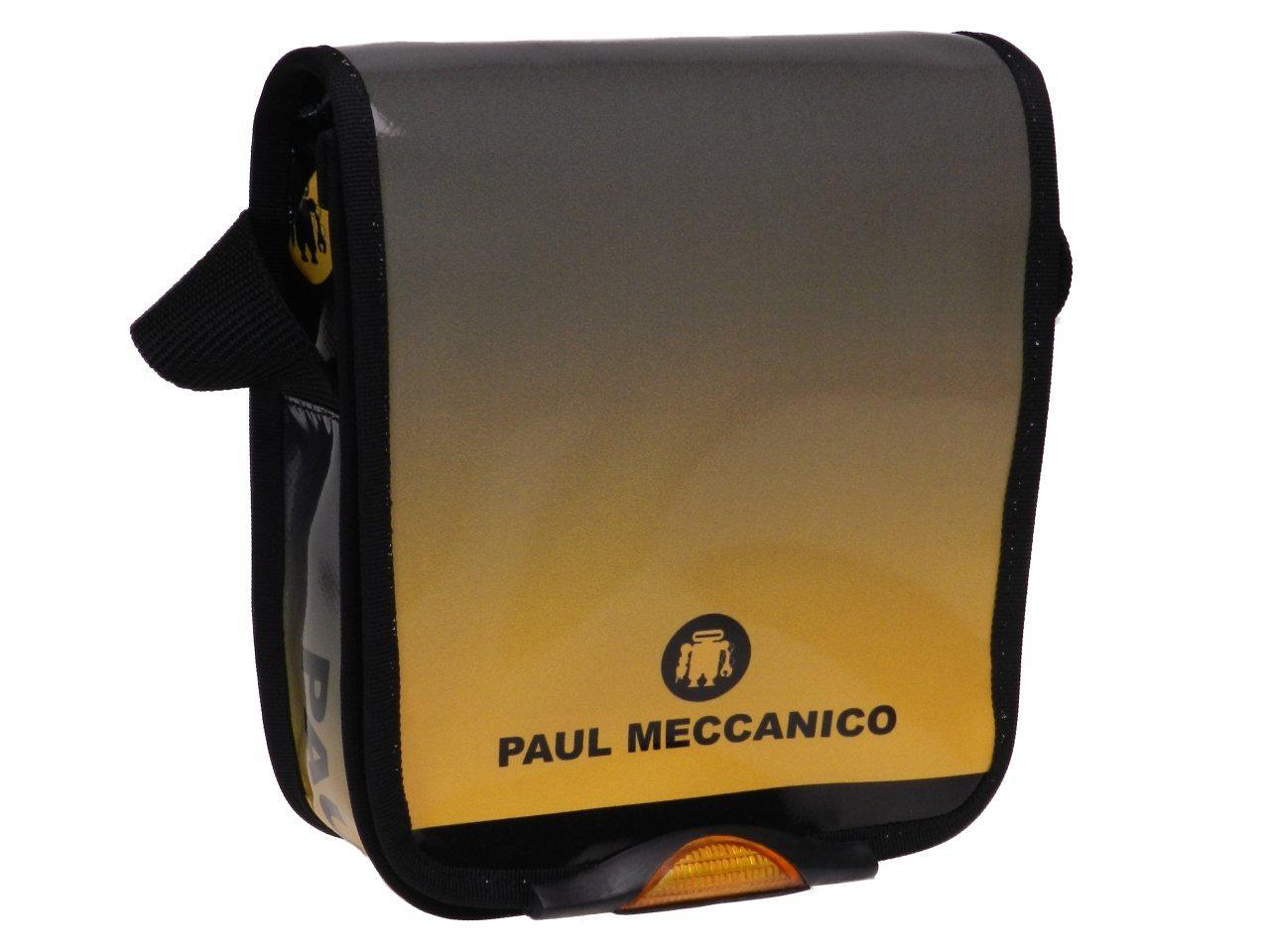 SHOULDER BAG YELLOW AND TAUPE COLOURS WITH SHADED EFFECT. MIPOK MODEL MADE OF LORRY TARPAULIN. - Unique Pieces Paul Meccanico