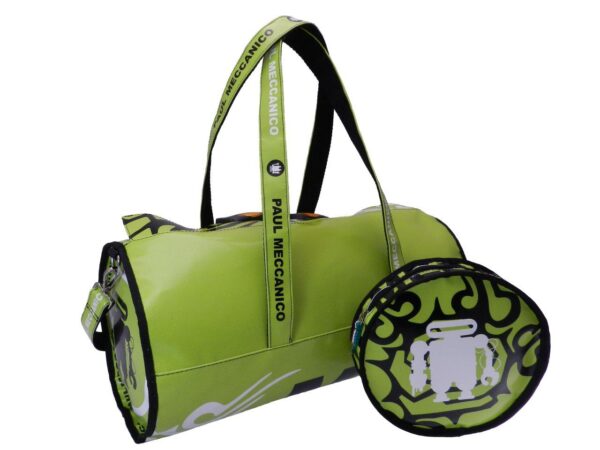 SPORT BAG GREEN COLOR. ROLLING MODEL MADE OF LORRY TARPAULIN. - Unique Pieces Paul Meccanico