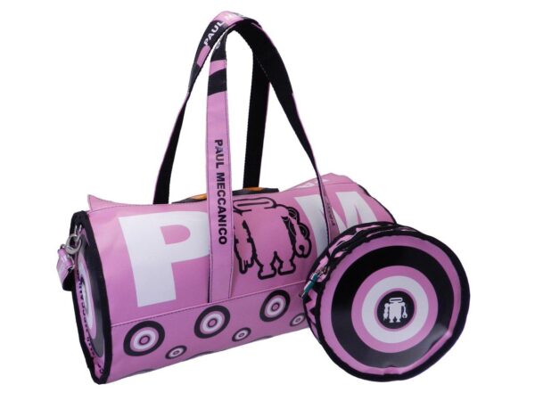 SPORT BAG PINK COLOR. ROLLING MODEL MADE OF LORRY TARPAULIN. - Unique Pieces Paul Meccanico
