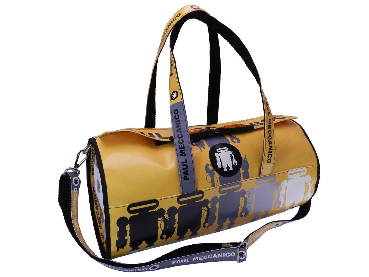 SPORT BAG YELLOW COLOR. ROLLING MODEL MADE OF LORRY TARPAULIN. - Unique Pieces Paul Meccanico