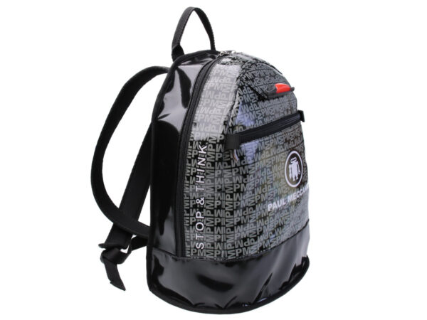 BLACK BACKPACK PAUL MECCANICO LETTERING FANTASY. MODEL SUPER MADE OF LORRY TARPAULIN. - Limited Edition Paul Meccanico