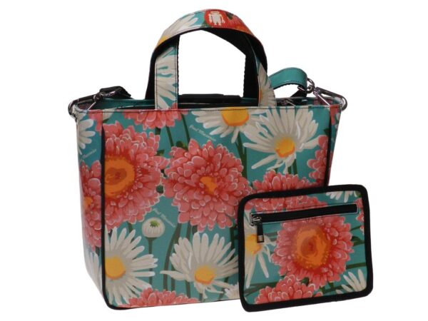 TOTE BAG AQUAMARINE FLORAL FANTASY. GLAM MODEL MADE OF LORRY TARPAULIN. - Unique Pieces Paul Meccanico