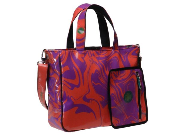TOTE BAG AQUATIC FANTASY ORANGE AND LILAC COLOURS. GLAM MODEL MADE OF LORRY TARPAULIN. - Unique Pieces Paul Meccanico