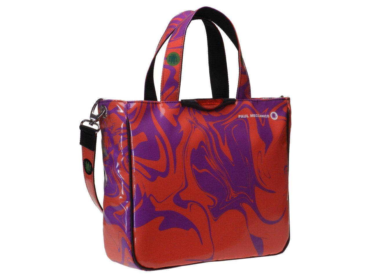 TOTE BAG AQUATIC FANTASY ORANGE AND LILAC COLOURS. GLAM MODEL MADE OF LORRY TARPAULIN. - Unique Pieces Paul Meccanico