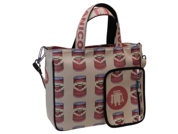 TOTE BAG BEIGE COLOUR WITH TOMATO FANTASY. GLAM MODEL MADE OF CRUELTY FREE LEATHER. - Unique Pieces Paul Meccanico