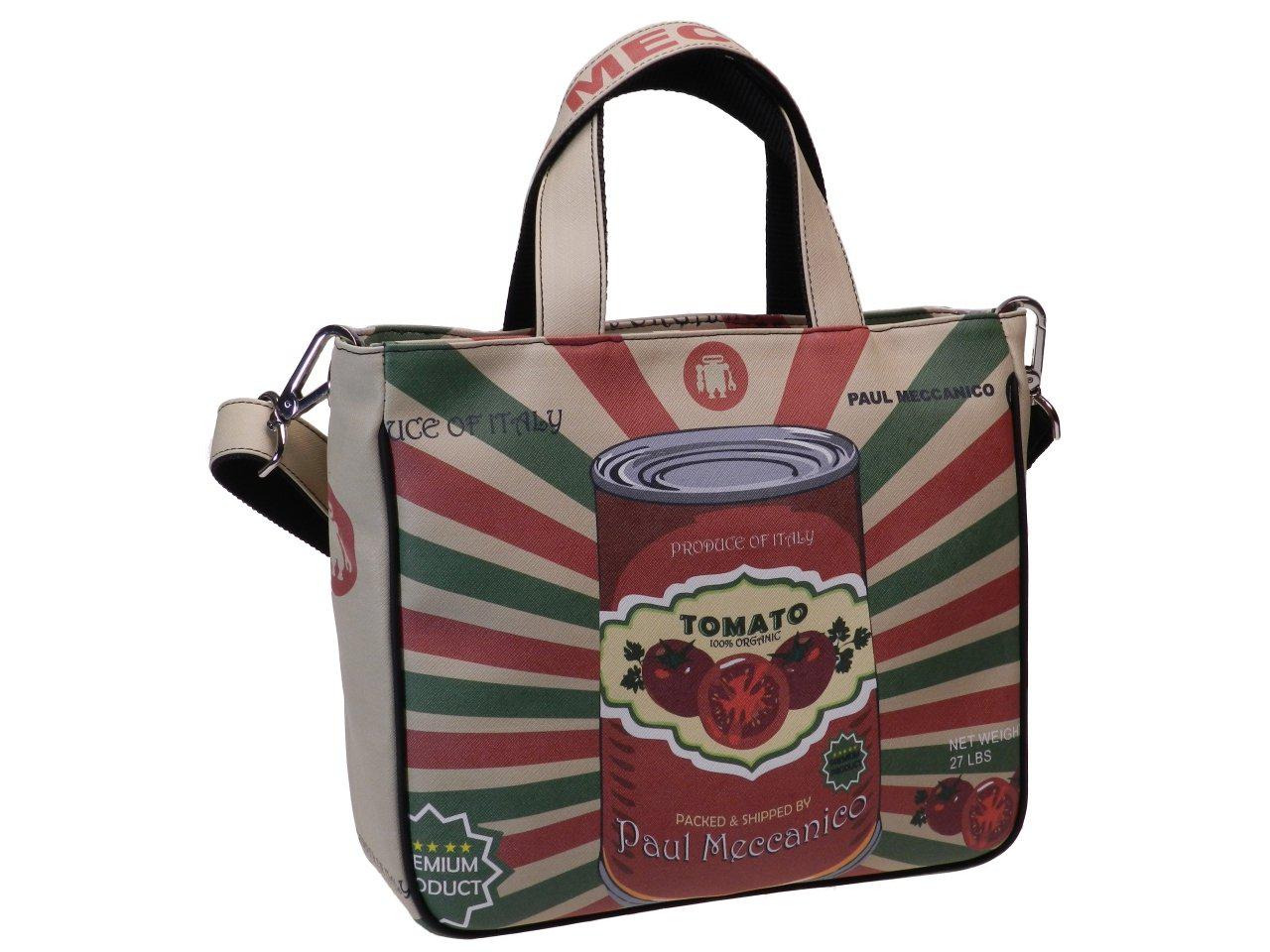 TOTE BAG BEIGE COLOUR WITH TOMATO FANTASY. GLAM MODEL MADE OF CRUELTY FREE LEATHER. - Unique Pieces Paul Meccanico