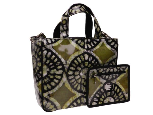 TOTE BAG BLACK AND DARK GREEN ETHNIC FANTASY. GLAM MODEL MADE OF LORRY TARPAULIN. - Unique Pieces Paul Meccanico