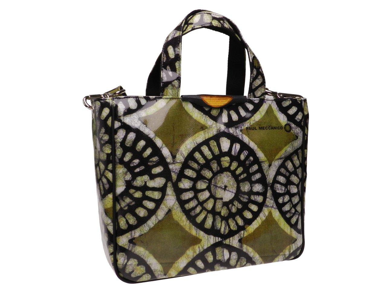 TOTE BAG BLACK AND DARK GREEN ETHNIC FANTASY. GLAM MODEL MADE OF LORRY TARPAULIN. - Unique Pieces Paul Meccanico