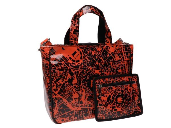 TOTE BAG BLACK AND ORANGE COLOURS "ROAD MAP". GLAM MODEL MADE OF LORRY TARPAULIN. - Unique Pieces Paul Meccanico
