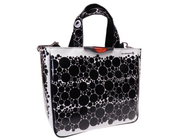 TOTE BAG BLACK AND WHITE COLOUR WITH BUBBLES FANTASY. GLAM MODEL MADE OF LORRY TARPAULIN. - Unique Pieces Paul Meccanico