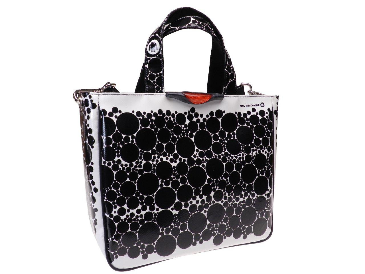 TOTE BAG BLACK AND WHITE COLOUR WITH BUBBLES FANTASY. GLAM MODEL MADE OF LORRY TARPAULIN. - Unique Pieces Paul Meccanico