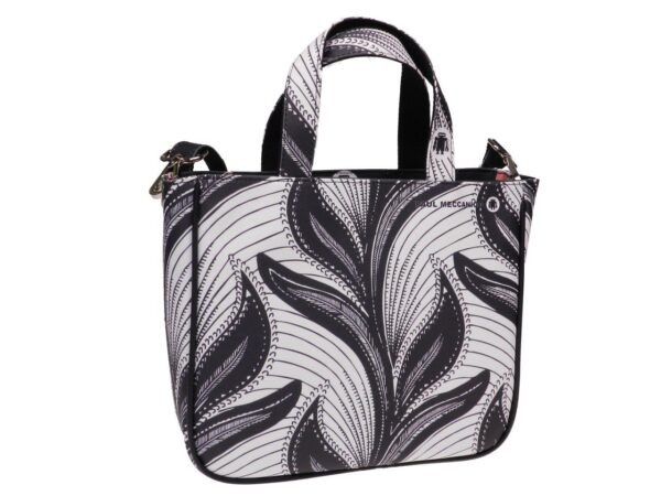 TOTE BAG BLACK AND WHITE COLOURS AFRO FANTASY. GLAM MODEL MADE OF SOFT SYNTETHIC LEATHER. - Unique Pieces Paul Meccanico