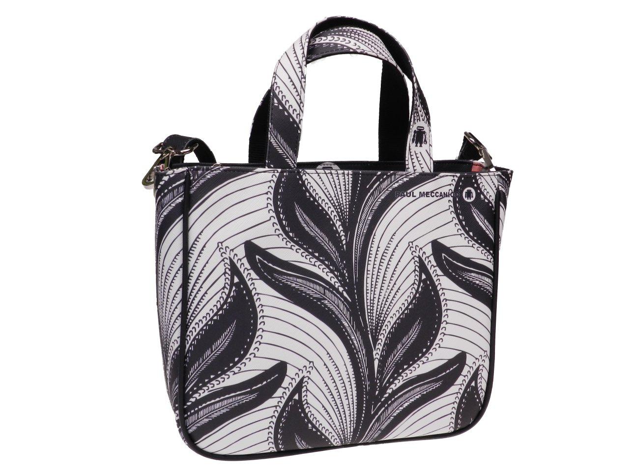 TOTE BAG BLACK AND WHITE COLOURS AFRO FANTASY. GLAM MODEL MADE OF SOFT SYNTETHIC LEATHER. - Unique Pieces Paul Meccanico