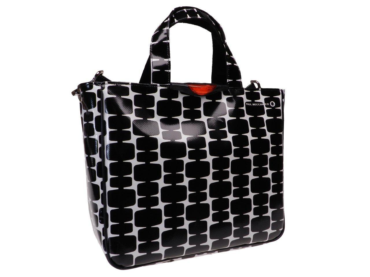 TOTE BAG BLACK AND WHITE COLOURS GEOMETRIC FANTASY. GLAM MODEL MADE OF LORRY TARPAULIN. - Unique Pieces Paul Meccanico