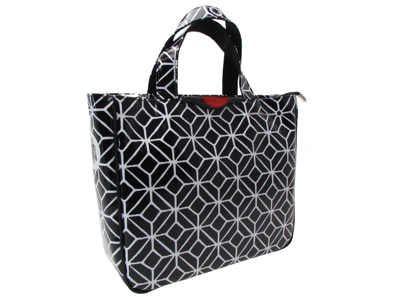 TOTE BAG BLACK AND WHITE COLOURS GEOMETRIC FANTASY. GLAM MODEL MADE OF LORRY TARPAULIN. - Unique Pieces Paul Meccanico