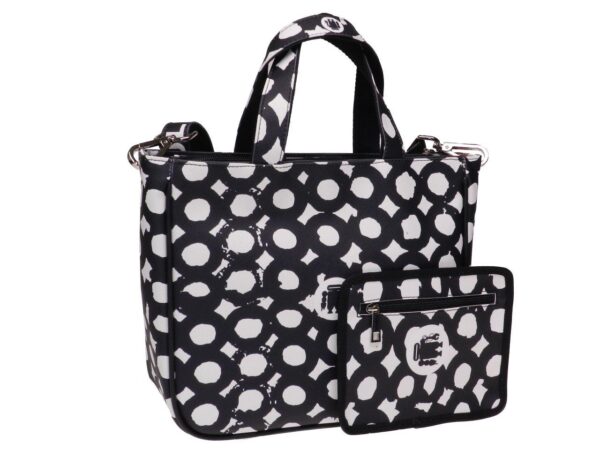 TOTE BAG BLACK AND WHITE COLOURS. GLAM MODEL MADE OF SOFT SYNTETHIC LEATHER. - Unique Pieces Paul Meccanico