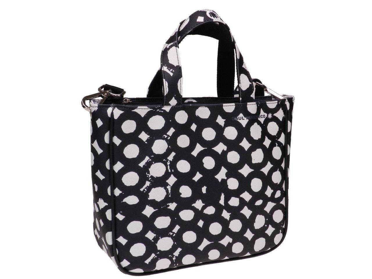 TOTE BAG BLACK AND WHITE COLOURS. GLAM MODEL MADE OF SOFT SYNTETHIC LEATHER. - Unique Pieces Paul Meccanico