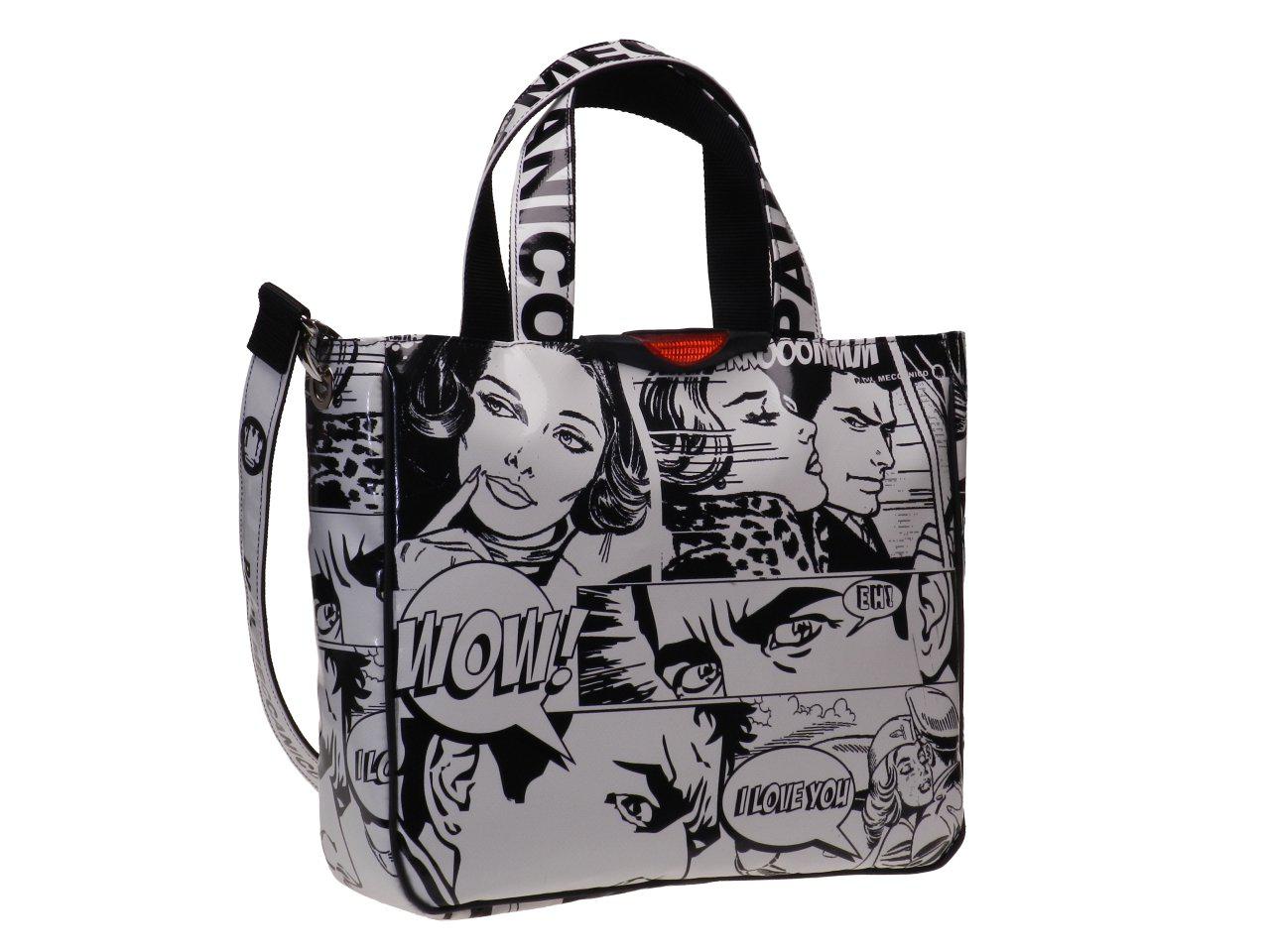 TOTE BAG BLACK AND WHITE COLOURS WITH COMIC STYLE. GLAM MODEL MADE OF LORRY TARPAULIN. - Unique Pieces Paul Meccanico