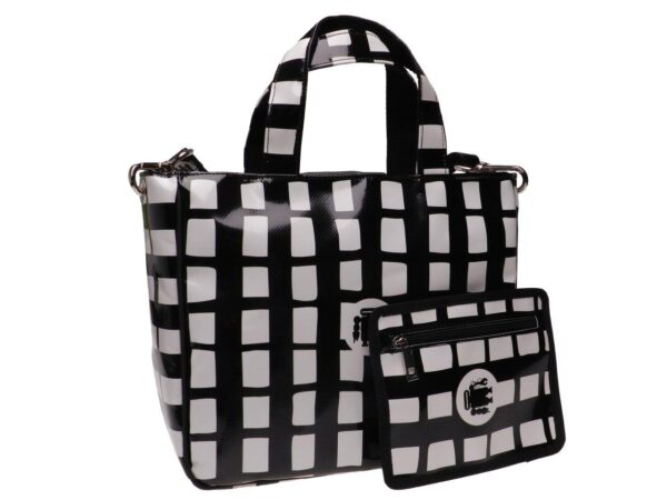 TOTE BAG BLACK AND WHITE. GLAM MODEL MADE OF LORRY TARPAULIN. - Unique Pieces Paul Meccanico