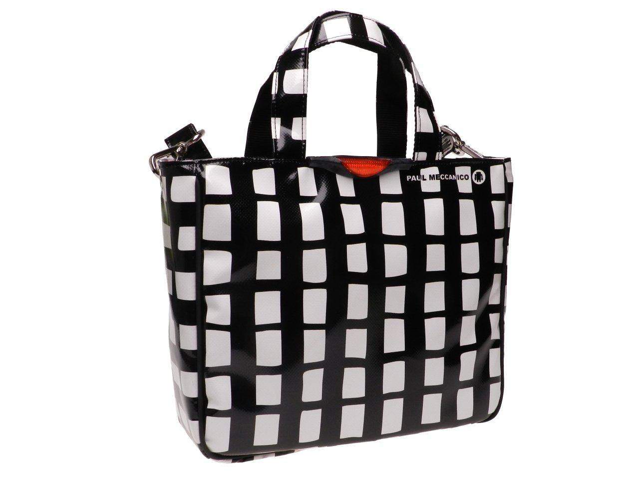 TOTE BAG BLACK AND WHITE. GLAM MODEL MADE OF LORRY TARPAULIN. - Unique Pieces Paul Meccanico