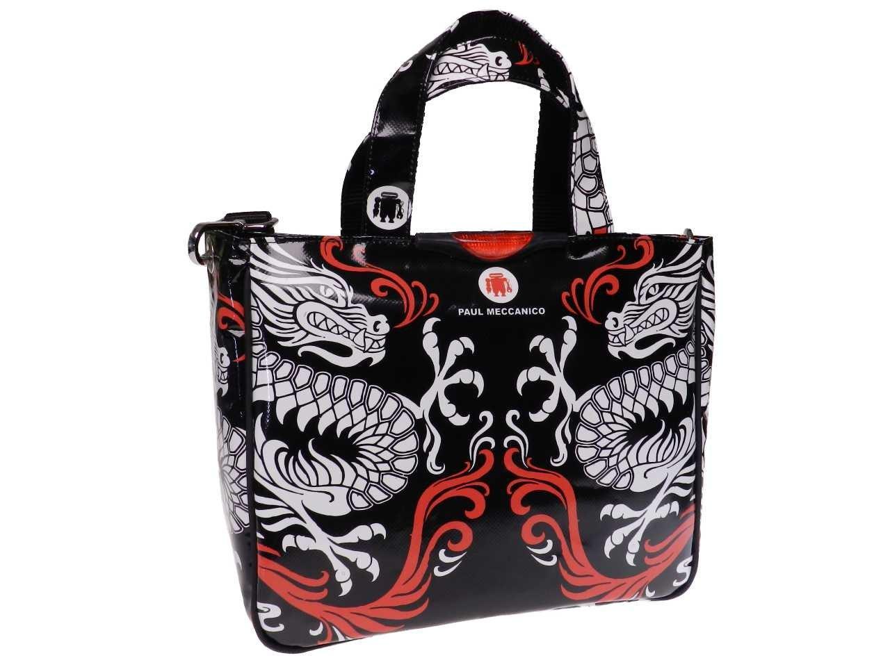 TOTE BAG BLACK COLOUR JAPANESE FANTASY. GLAM MODEL MADE OF LORRY TARPAULIN. - Unique Pieces Paul Meccanico