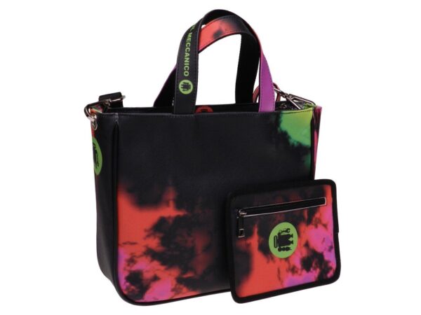 TOTE BAG BLACK, RED AND GREEN COLOURS TIE DYE FANTASY. GLAM MODEL MADE OF SOFT SYNTETHIC LEATHER. - Unique Pieces Paul Meccanico