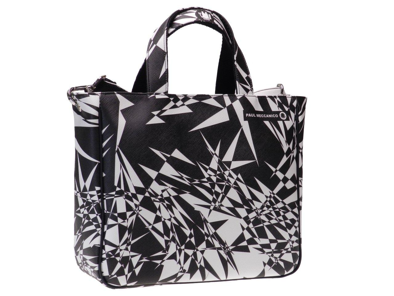 TOTE BAG BLACK & WHITE ABSTRACT FANTASY. GLAM MODEL MADE OF CRUELTY FREE LEATHER. - Unique Pieces Paul Meccanico