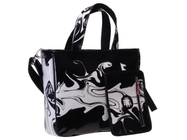 TOTE BAG BLACK & WHITE COLOURS WITH AQUATIC FANTASY. GLAM MODEL MADE OF LORRY TARPAULIN. - Unique Pieces Paul Meccanico