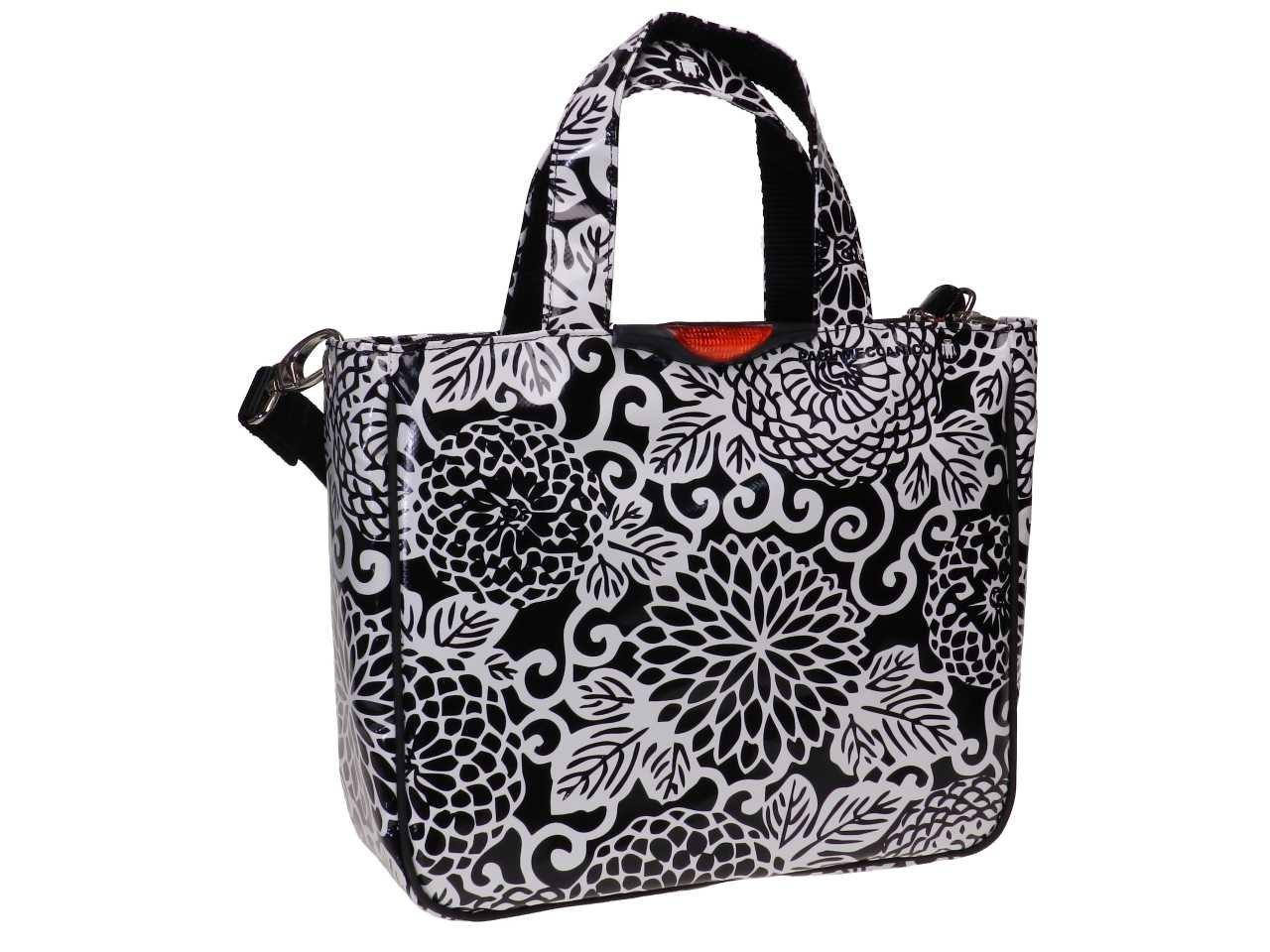 TOTE BAG BLACK & WHITE FLORAL FANTASY. GLAM MODEL MADE OF LORRY TARPAULIN. - Unique Pieces Paul Meccanico