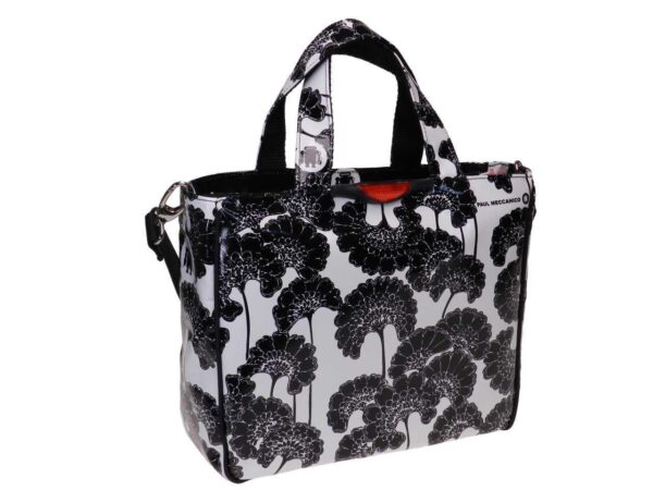 TOTE BAG BLACK & WHITE FLORAL FANTASY. GLAM MODEL MADE OF LORRY TARPAULIN. - Unique Pieces Paul Meccanico