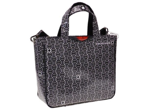 TOTE BAG BLACK & WHITE GEOMETRIC FANTASY. GLAM MODEL MADE OF LORRY TARPAULIN. - Unique Pieces Paul Meccanico