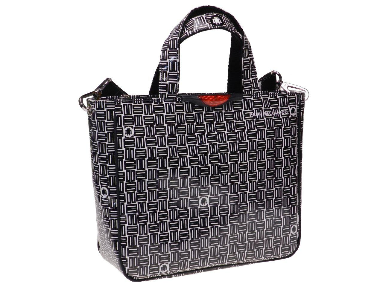 TOTE BAG BLACK & WHITE GEOMETRIC FANTASY. GLAM MODEL MADE OF LORRY TARPAULIN. - Unique Pieces Paul Meccanico