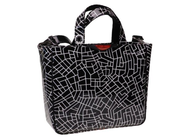 TOTE BAG BLACK & WHITE GEOMETRIC FANTASY. GLAM MODEL MADE OF LORRY TARPAULIN. - Unique Pieces Paul Meccanico