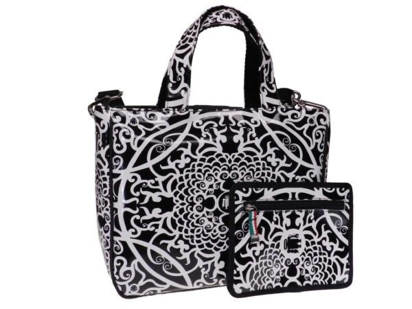 TOTE BAG BLACK & WHITE JAPANESE FANTASY. GLAM MODEL MADE OF LORRY TARPAULIN. - Unique Pieces Paul Meccanico