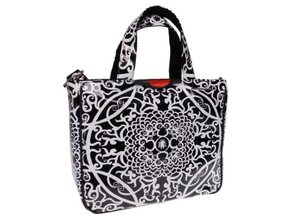 TOTE BAG BLACK & WHITE JAPANESE FANTASY. GLAM MODEL MADE OF LORRY TARPAULIN. - Unique Pieces Paul Meccanico