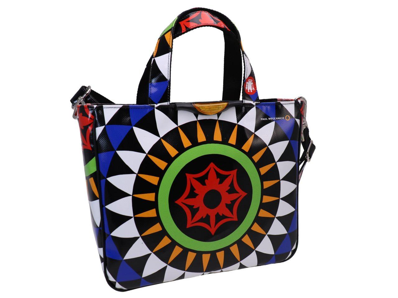TOTE BAG MULTICOLOUR MAJOLICA FANTASY. MODEL GLAM MADE OF LORRY TARPAULIN. - Unique Pieces Paul Meccanico