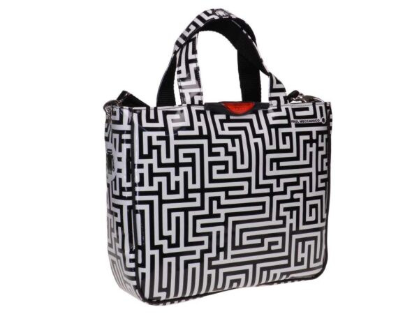 TOTE BAG BLACK & WHITE PATTERN LABYRINTH. GLAM MODEL MADE OF LORRY TARPAULIN. - Unique Pieces Paul Meccanico