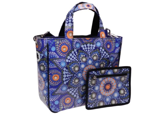TOTE BAG BLUE COLOUR INDIAN STYLE. GLAM MODEL MADE OF LORRY TARPAULIN. - Unique Pieces Paul Meccanico